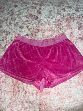 Juicy Couture Hot Pink Velvet Logo Lounge Shorts